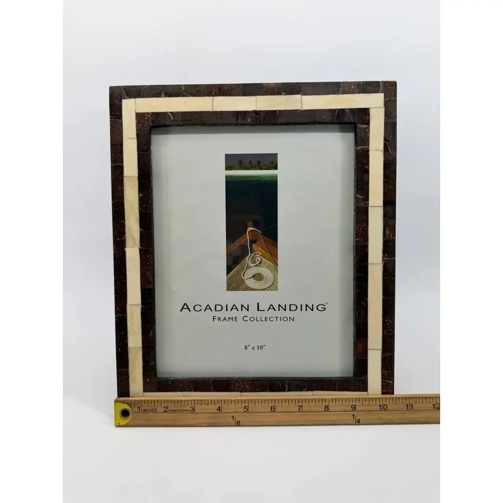 Acadian Landing 8x10 Photo Frame Mosaic Wood Bone Style India 1.68 lb